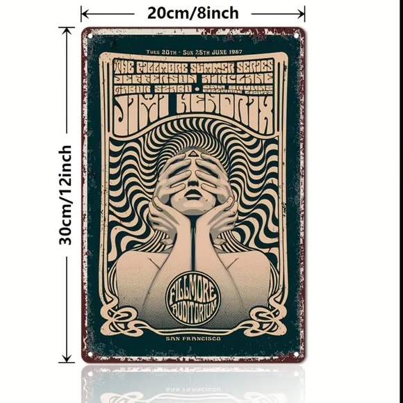‼️$7‼️ Vintage Metal Sign Fillmore Auditorium Psychedelic Rock - Jimi Hendrix - Picture 2 of 9